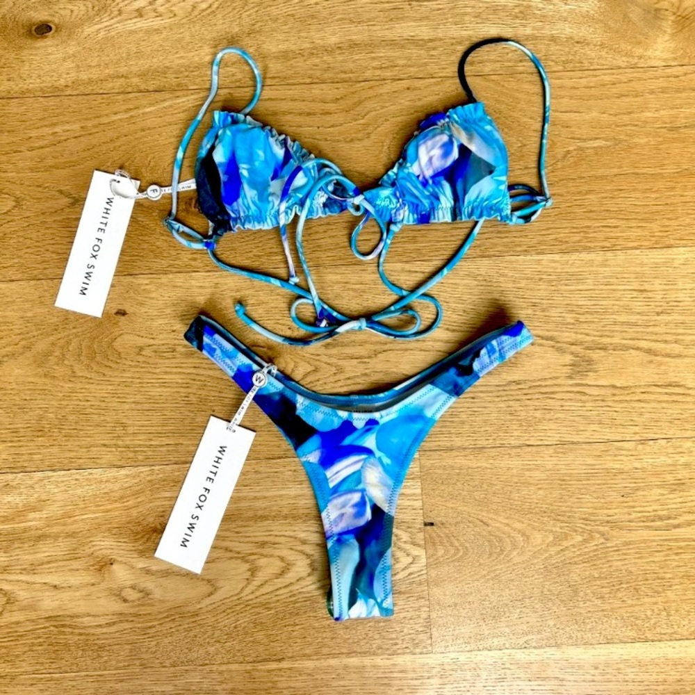 White Fox Keep Glowing & Belmont Bikini Swimwear Set in Blue